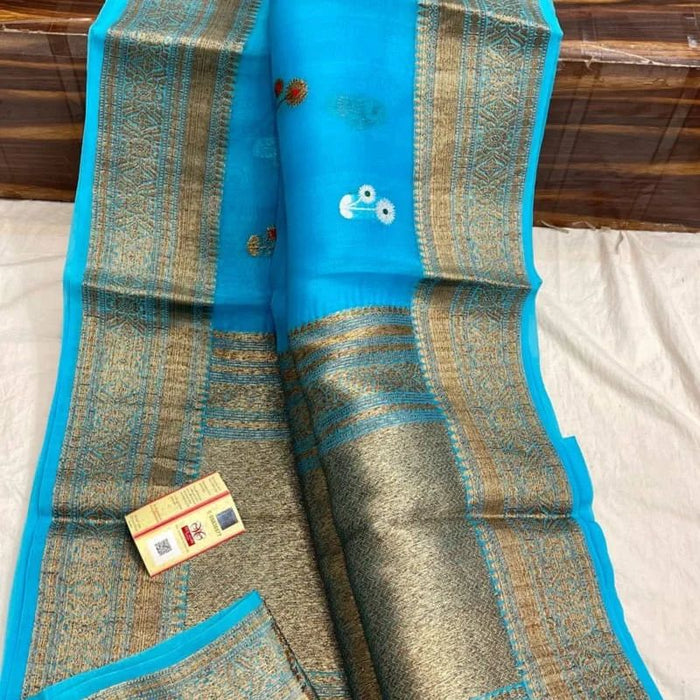 PURE HANDLOOM BANARASI KORA ORGANZA SAREE